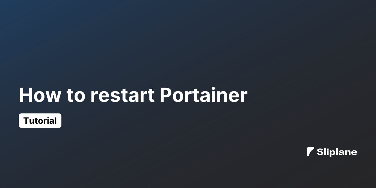 Wie du Portainer neu startest