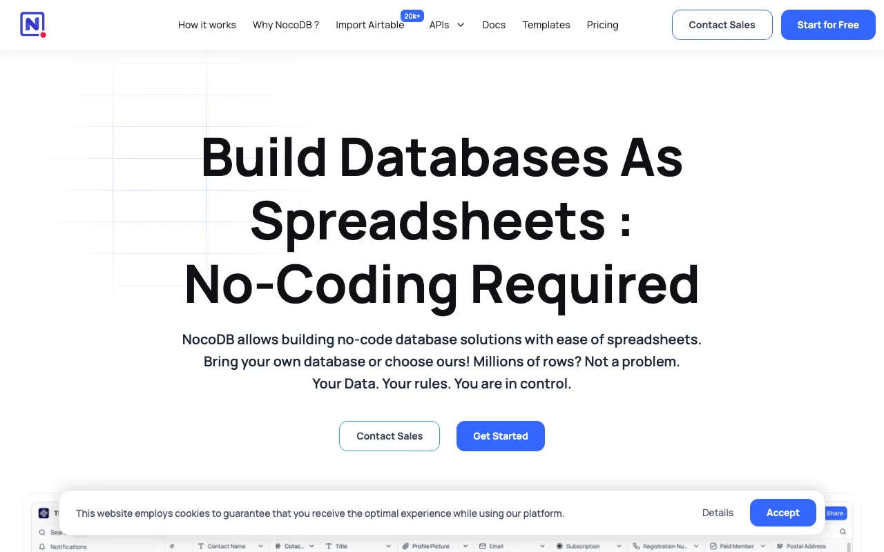 NocoDB Landing Page